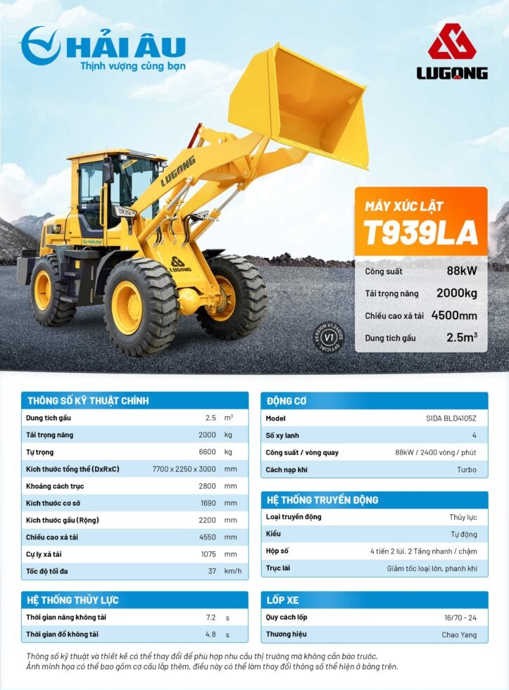 Máy Xúc Lật Cần Dài LuGong T939LA